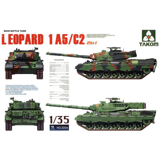 Main Battle Tank Leopard 1 A5/C2 (2 in 1) 1/35 #2004 by Takom