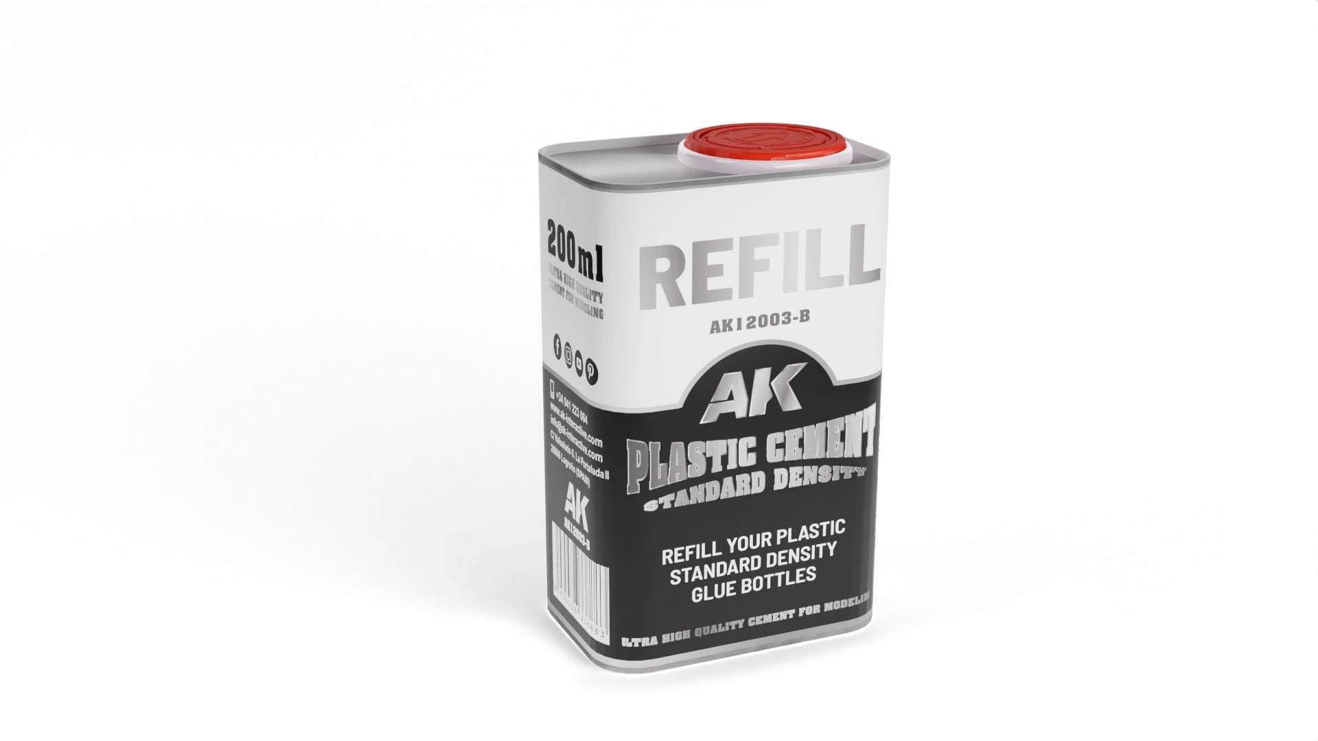 AK Plastic Cement Standard Density Refill 250mL