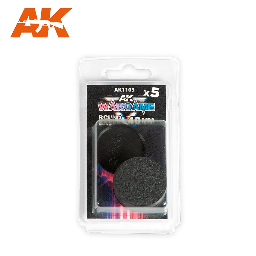 AK Interactive Plastic Wargame Bases Round Base - 40mm (5 Units) AK-1103