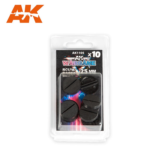 AK Interactive Plastic Wargame Bases Round Base With Lip - 25mm (10 Units) AK-1105