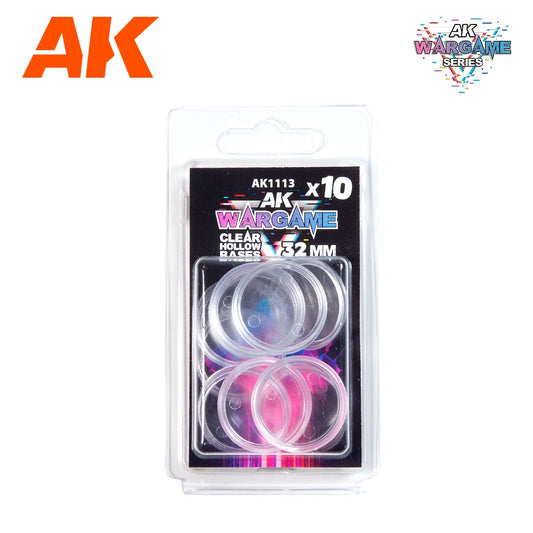 AK Interactive Plastic Wargame Bases Clear Hollow Base - 32mm (10 Units) AK-1113