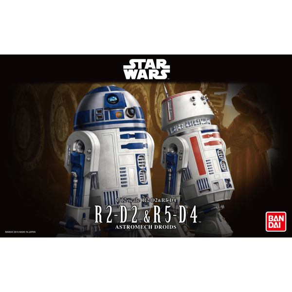Star Wars R2-D2 & R5-D4 Droid Set 1/12 Action Figure Model Kit #0195963 by Bandai