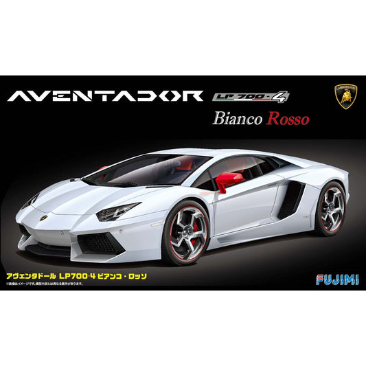 Lamborghini Aventador Bianco Rosso 1/24 Model Car Kit #125640 by Fujimi