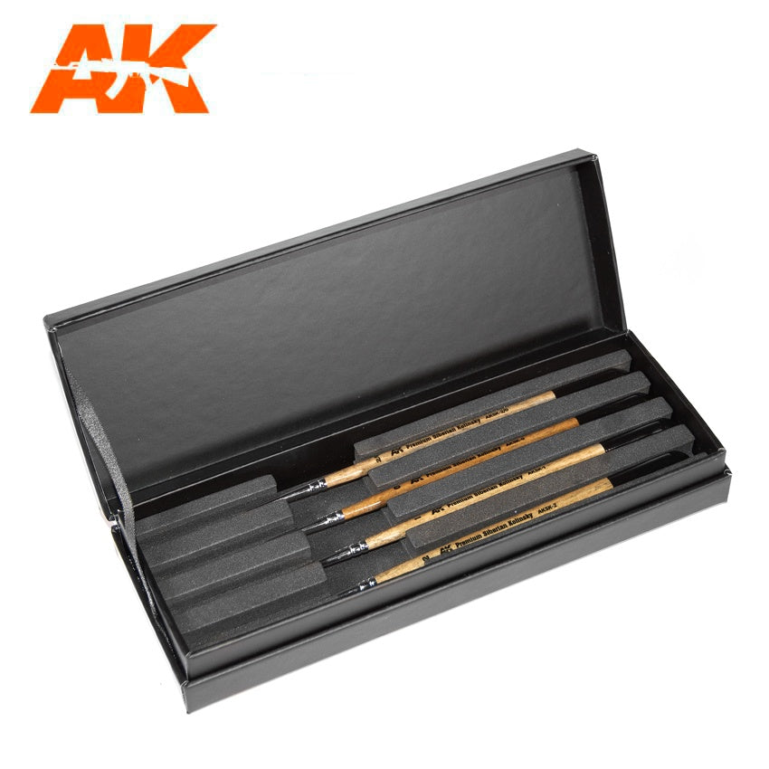 AK Interactive Premium Siberian Kolinsky Brush Set With Case #AK-AKSK-10