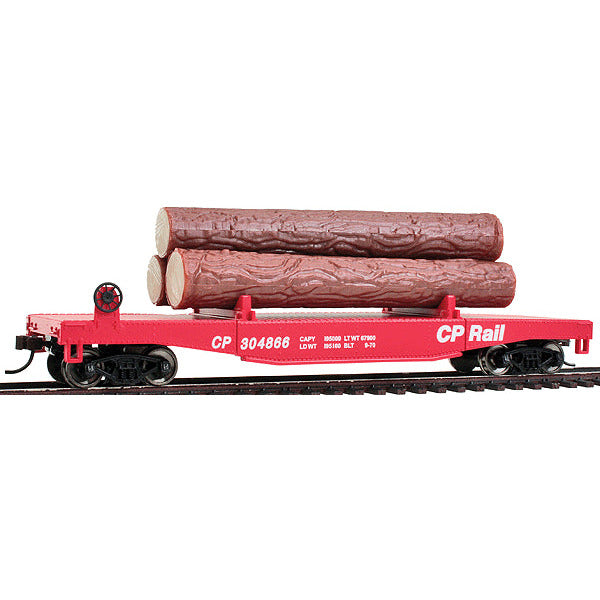 Log Dump Car with 3 Logs - Ready to Run WalthersTrainline #1771