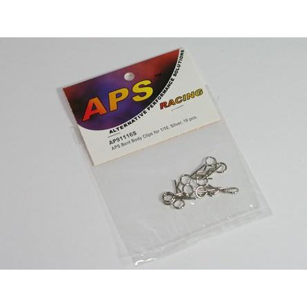 APS91116SV2 Medium Bent Body Clips 1:10 Silver (10 pcs)