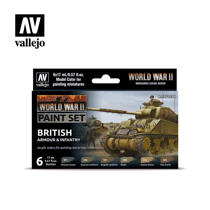 VAL70204 WWII British Armour and Infantry Paint Set
