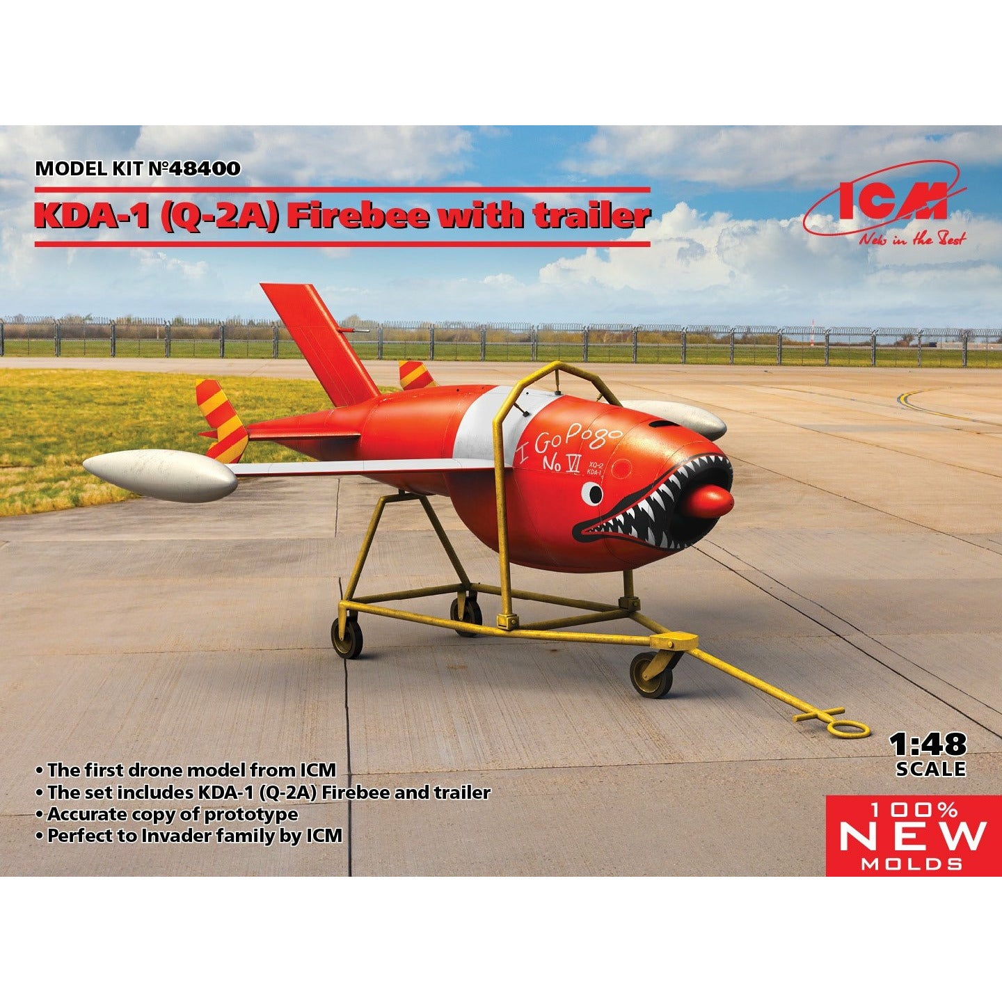 Q-2A (KDA-1) Firebee with trailer (1 airplane and trailer) 1/48 #48400 by ICM