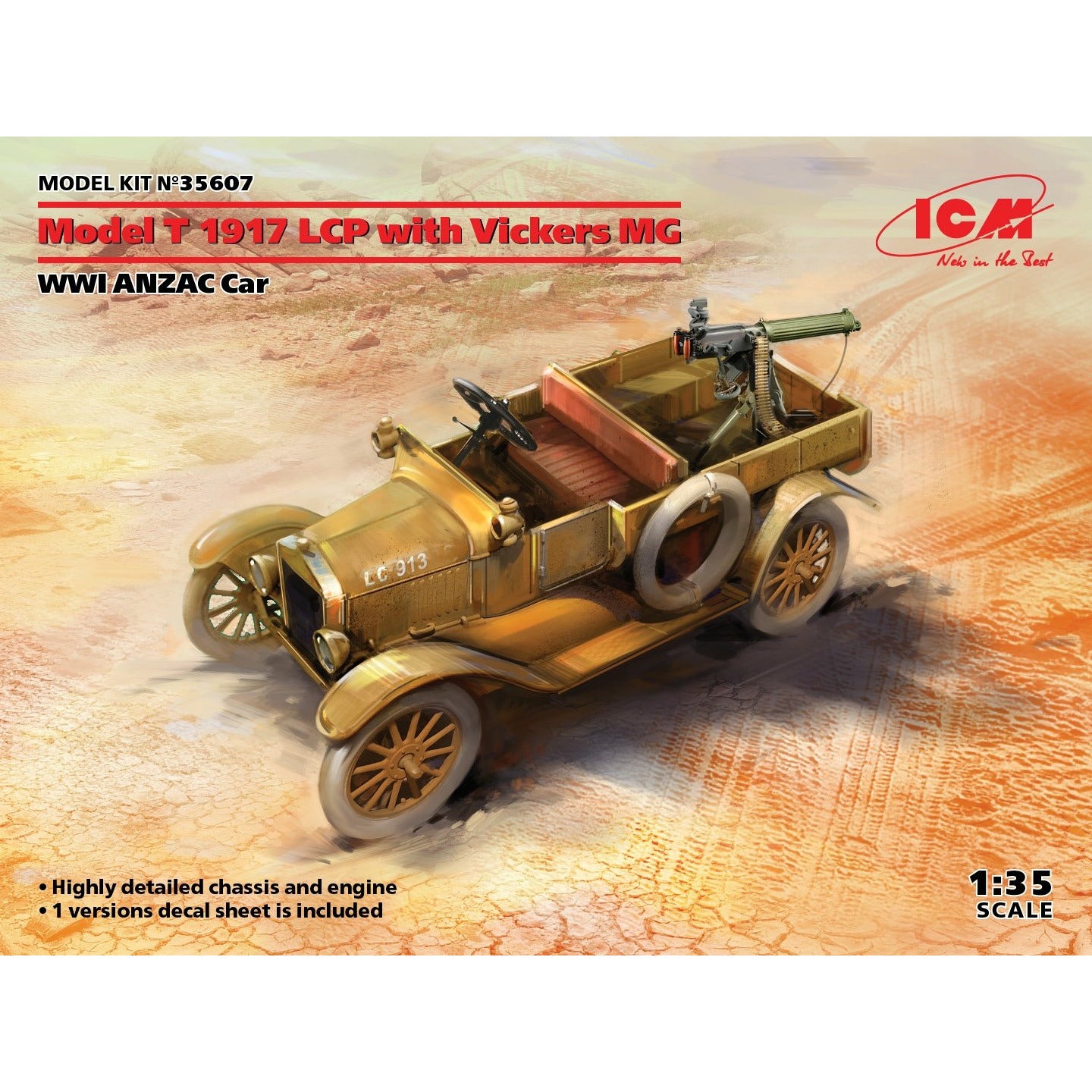 Model T 1917 LCP with Vickers MG - WWI ANZAC Car 1/35 #35607 by ICM