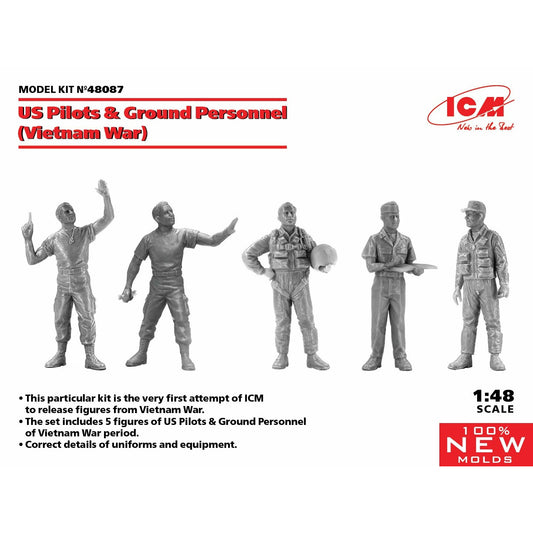 US Pilots & Ground Personnel (Vietnam War) (5 figures) (100% new molds) 1/48 #48087 by ICM