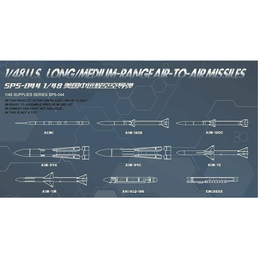 U.S. Long/Medium-Range Air-to-Air Missiles SPS-044 - 1/48 Supplies Series by Meng