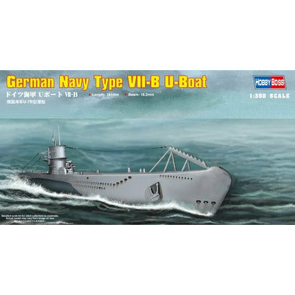 DKM Type VII-B U-Boat 1/350 Model Submarine Kit #83504 by Hobby Boss