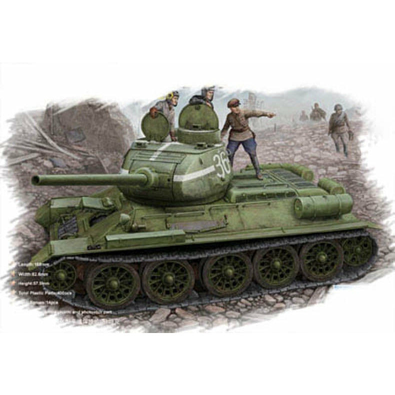 Russian T-34/85 (1944 Flattened Turret) Tank 1/48 #84807 by Hobby Boo