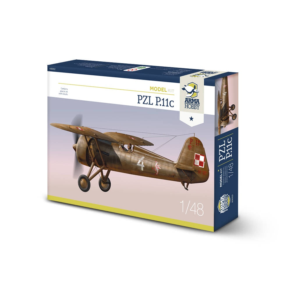 PZL P.11c Fighter Aeroplane Kit 1/48 #40002 by Arma Hobby