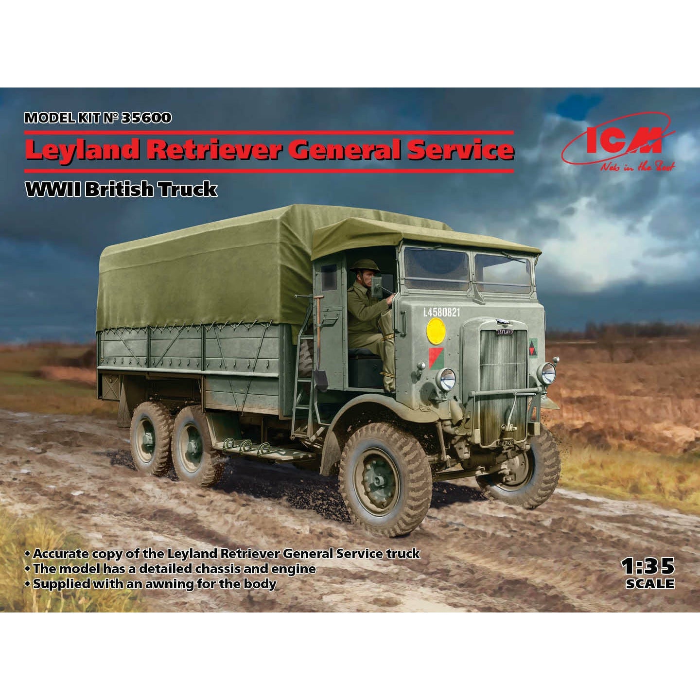 Leyland Retriever General Service WWII British Truck (100% new molds) 1/35 #35600 by ICM