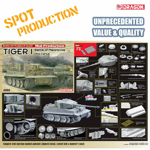 ★TIGER Ⅰ★Sd.Kfz.181 ★DRAGON w/Zimmerit Dragon 1/72 Henschel Sd.Kfz.181 Tiger sPzAbt 502 #307 1944 w