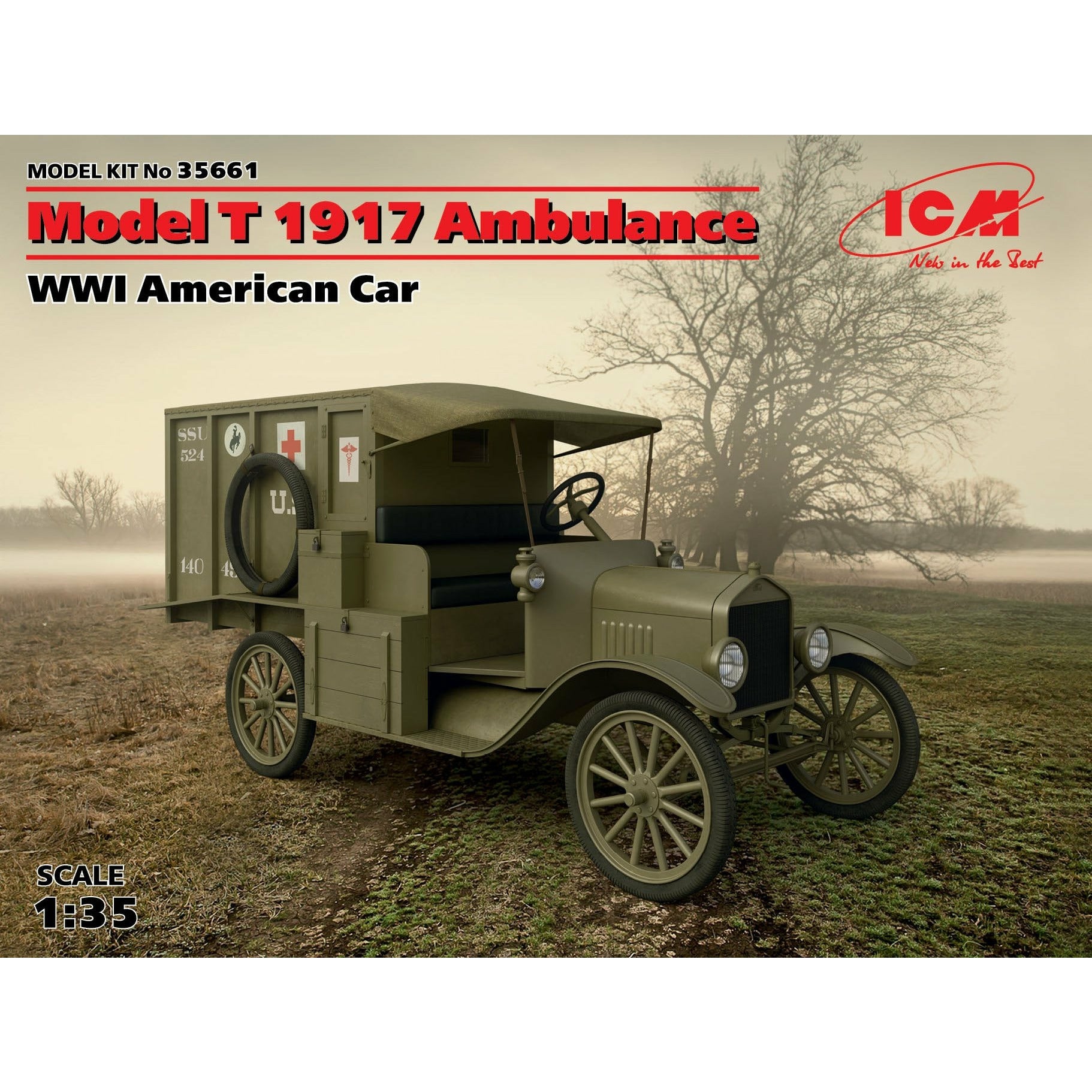 Model T 1917 Ambulance, WWI American Car 1/35 #35661 by ICM
