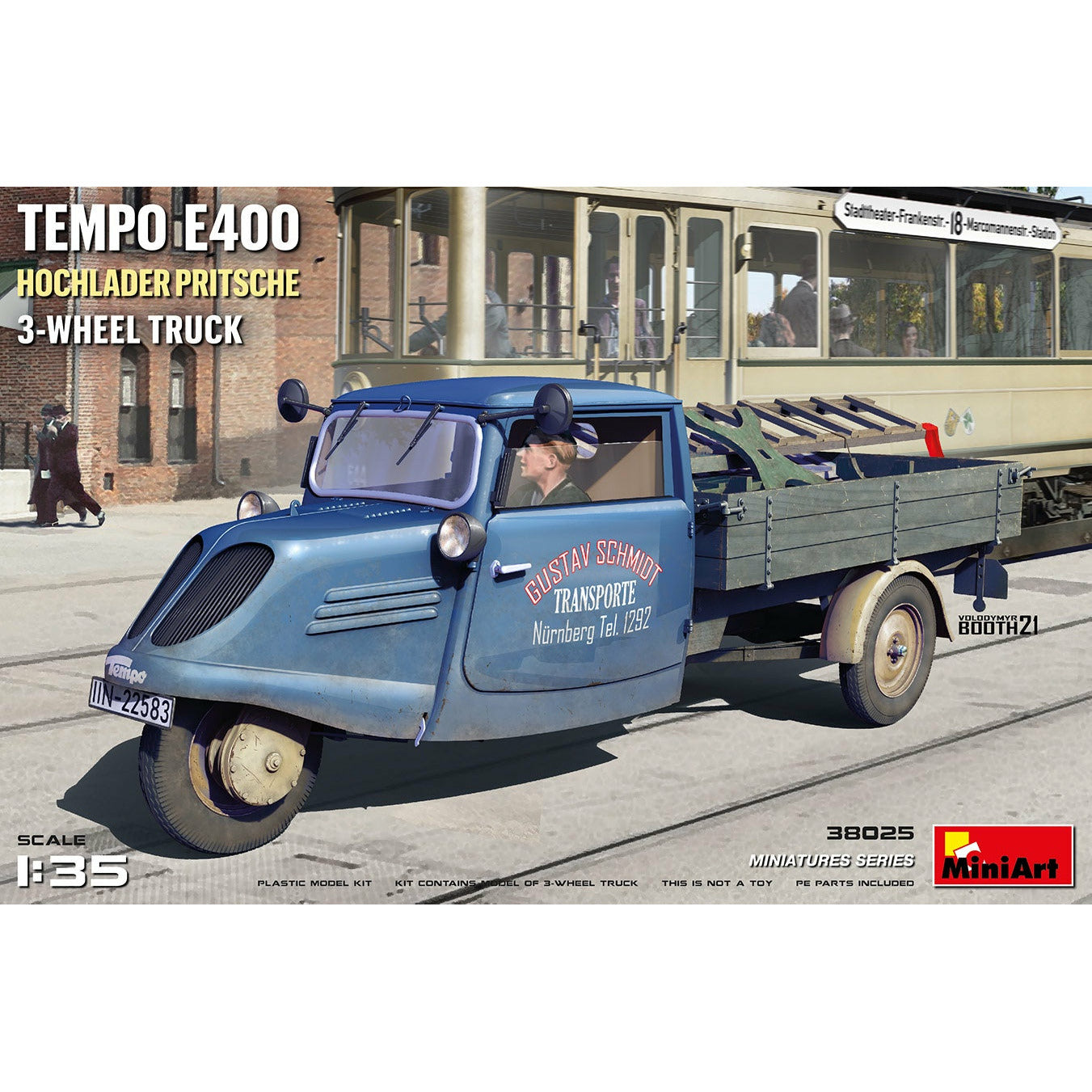 Tempo E400 Hochlader Pritsche 3-Wheel Truck 1/35 #38025 by Miniart