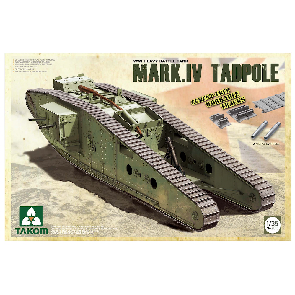 WWI Heavy Battle Tank Mark IV Male Tadpole w/Rear Mortar 1/35 #2015 by Takom