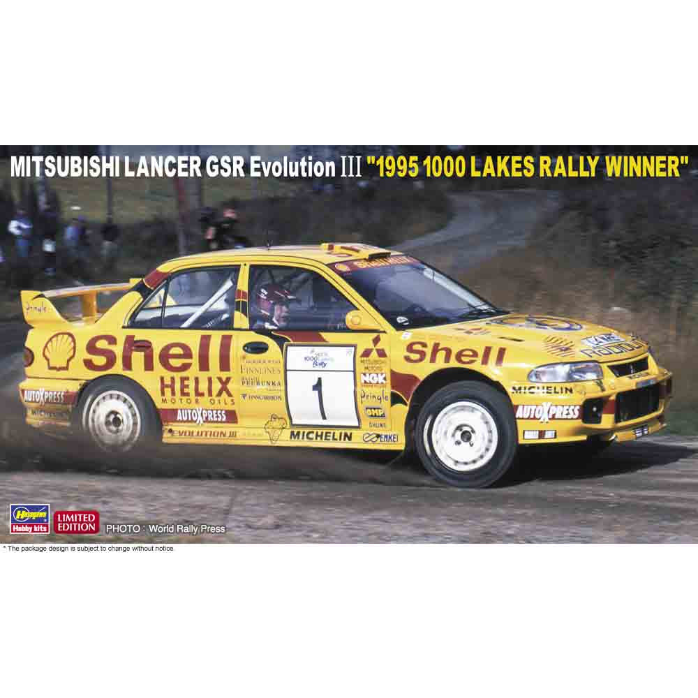 Mitsubishi Lancer GSR Evolution III "1995 1000 Lakes Rally Winner" 1/24 Model Car Kit #20560 by Hasegawa