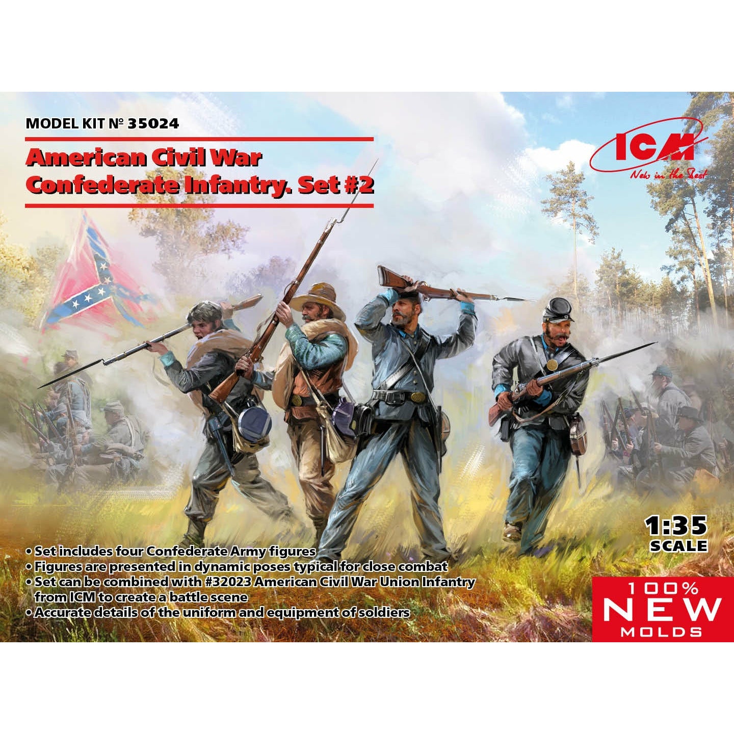 American Civil War Confederate Infantry Set #2 (100% new molds) 1/35 #35024 by ICM