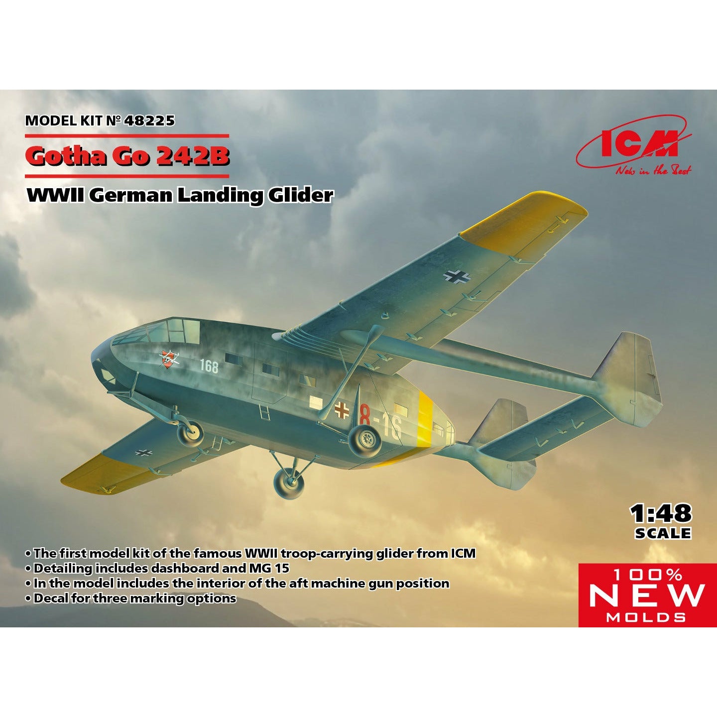 Gotha Go 242B, WWII German Landing Glider (100% New Molds) 1/48 #48225 by ICM