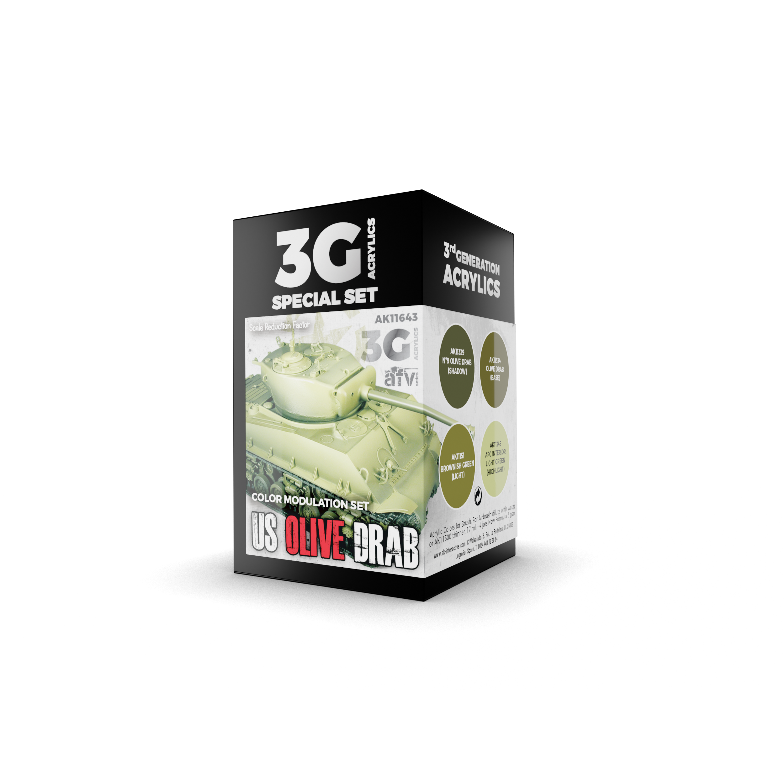 AK Interactive Paint Set 3G Modulation US Olive Drab