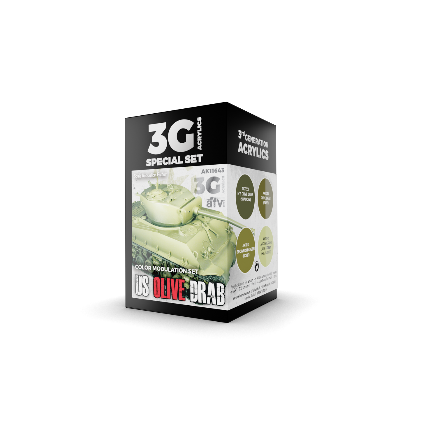 AK Interactive Paint Set 3G Modulation US Olive Drab