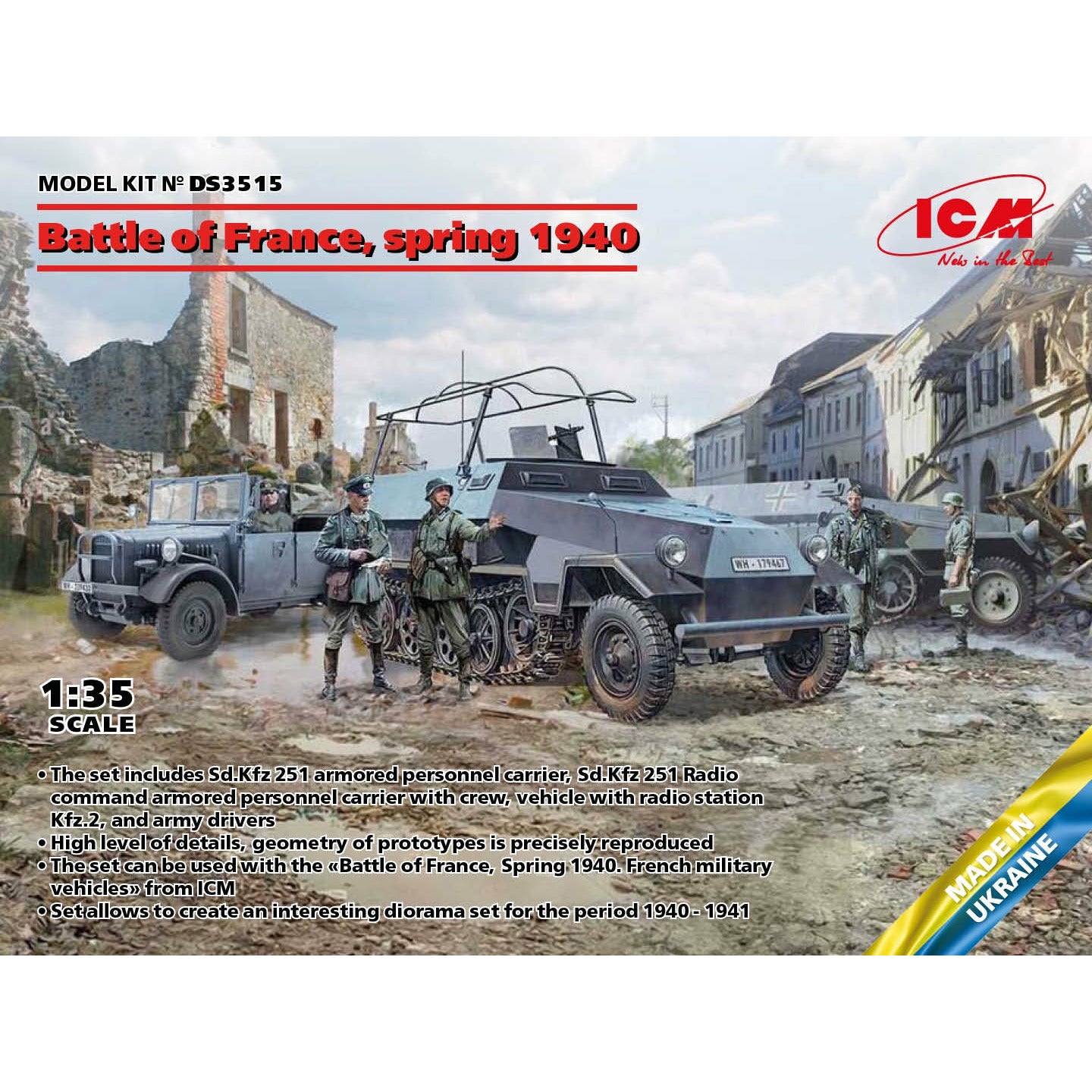 German Combat Vehicles Battle of France Spring 1940 1/35 #DS3515 by ICM