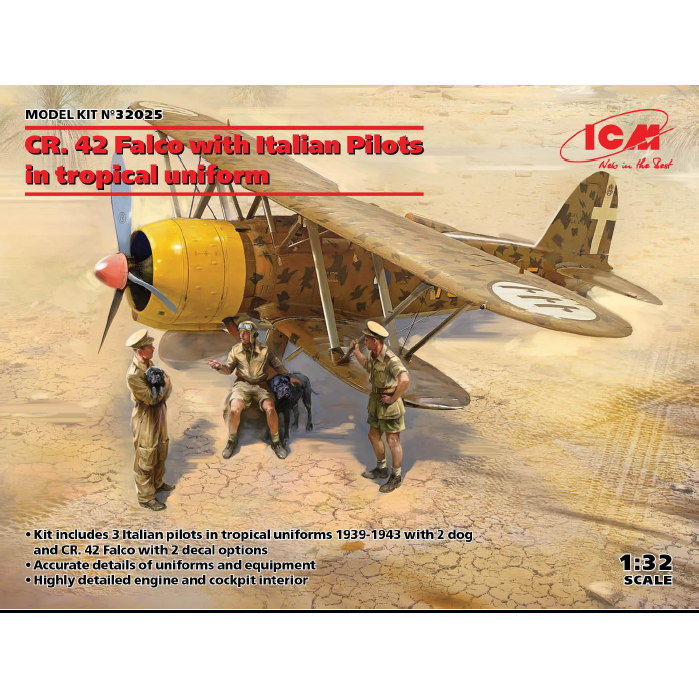 CR. 42 Falco with Italian Pilots in Tropical Uniform 1/32 #32025 by ICM