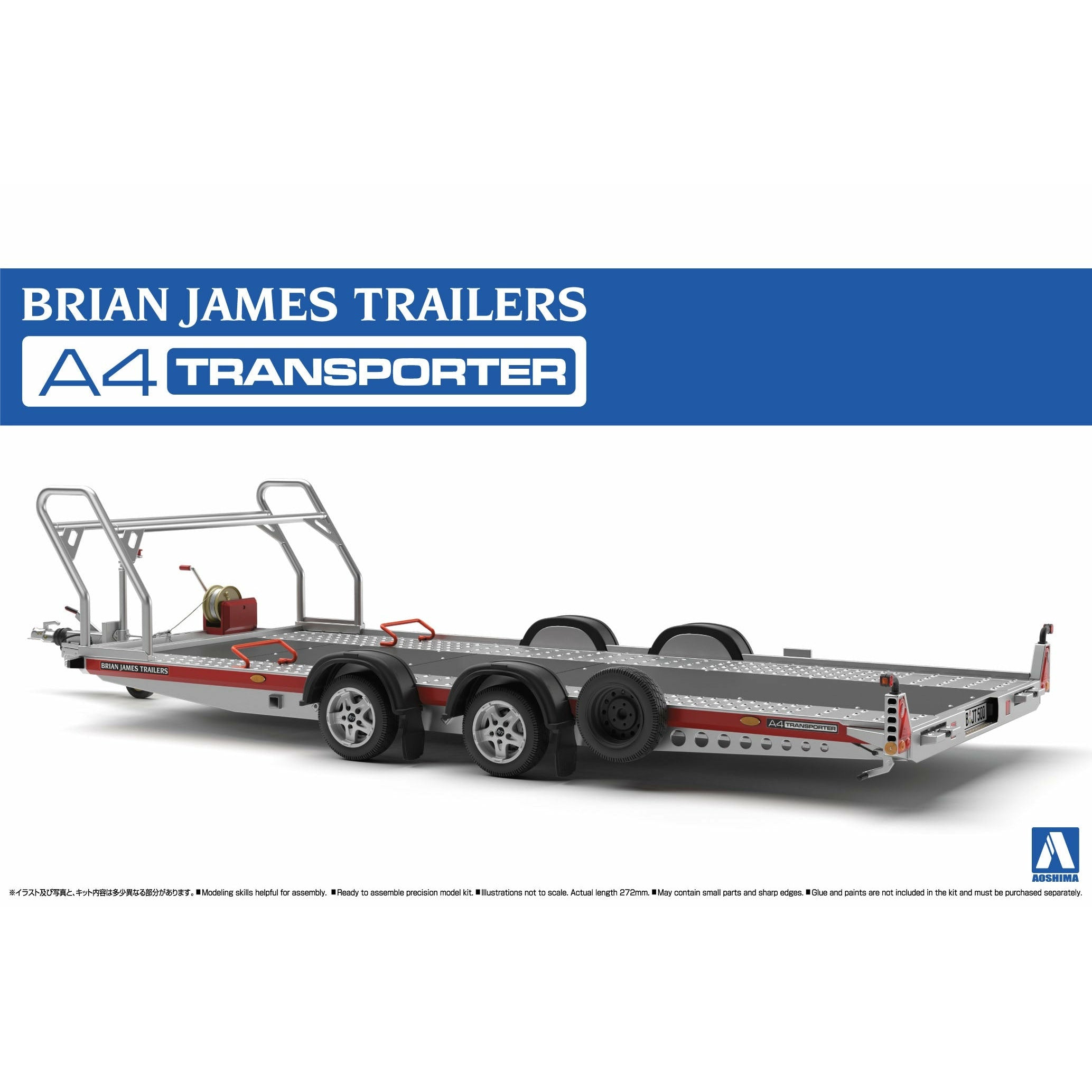 Brian James A4 Auto Transporter Trailer 1/24 Model Car Kit #52600 by Aoshima