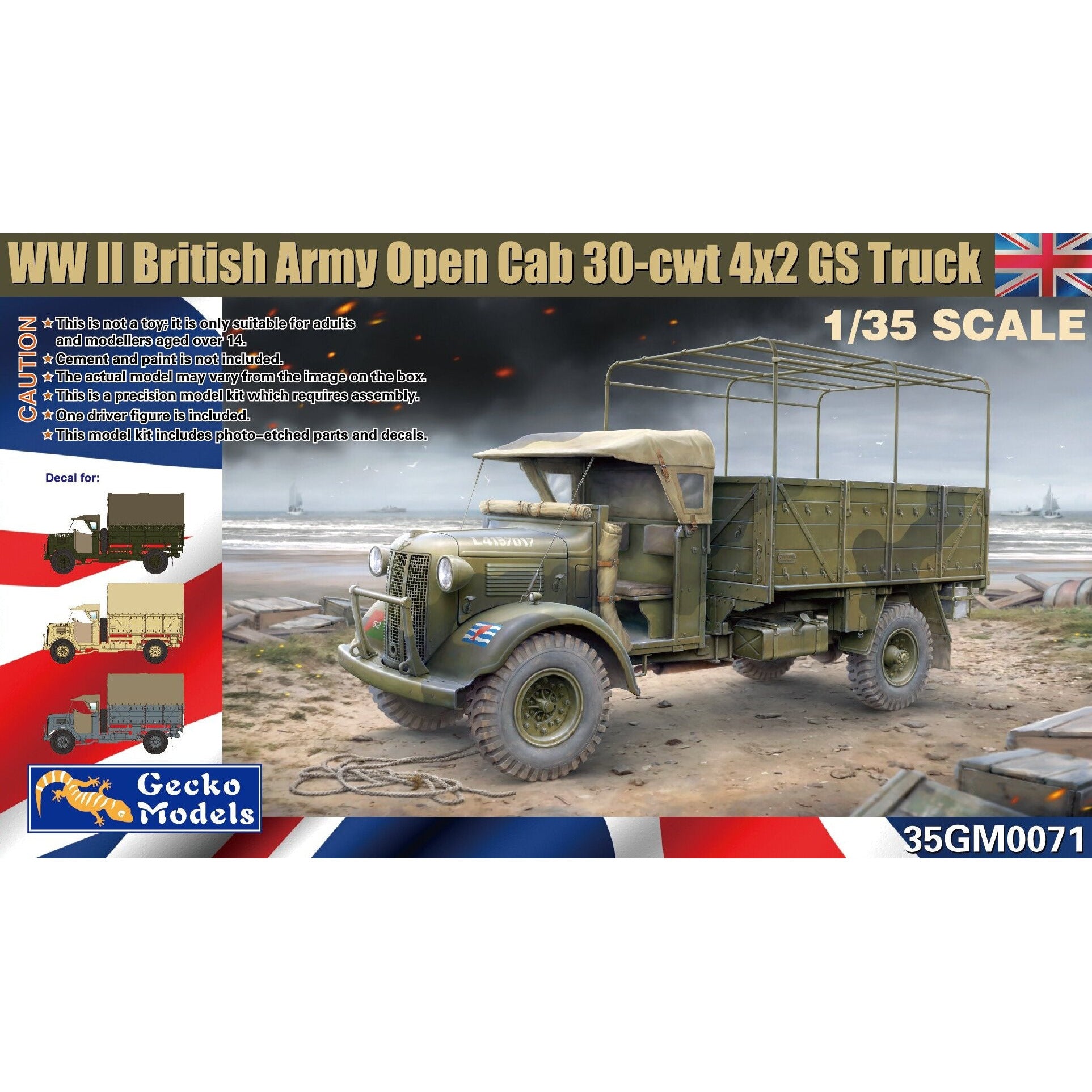 WWII British Army Open Cab 30-cwt 4x2 GS Truck 1/35 #35GM0071 by Gecko Models