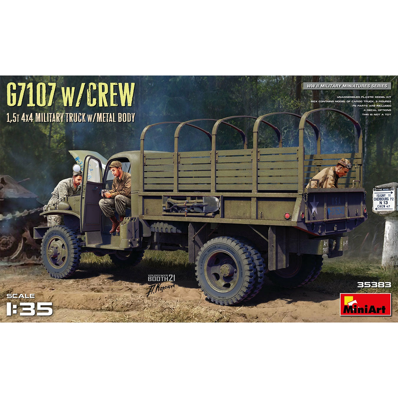 G7107 W/Crew 1 5T 4X4 Cargo Truck W/Metal Body 1/35 #35383 by Miniart