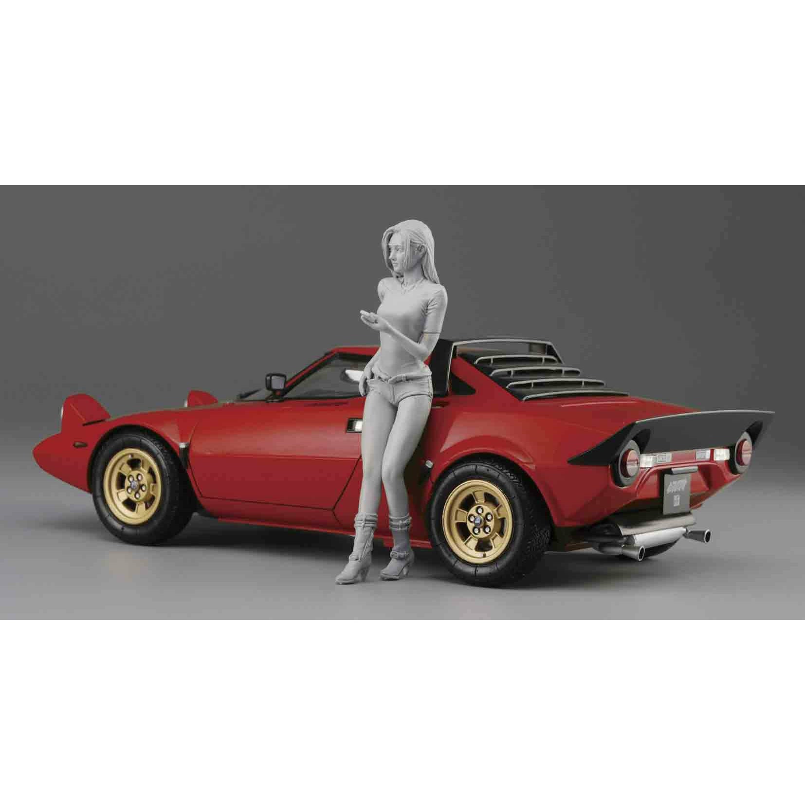 Lancia Stratos HF 'Stradale' W/Italian Girl's Figure 1/24 #20543 by Hasegawa