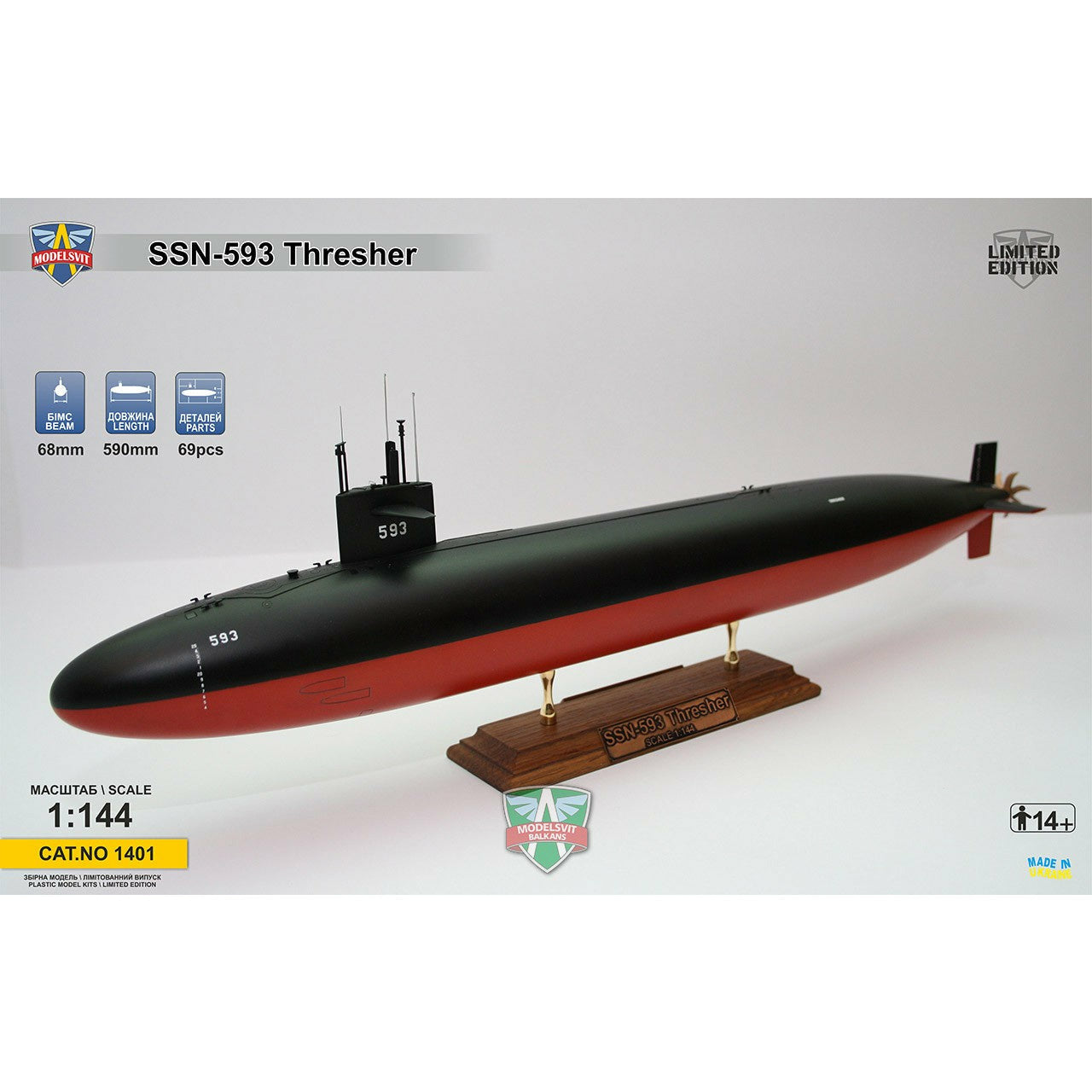 USS Thresher (SSN-593) 1/144 Model Submarine Kit #1401 by Modelsvit