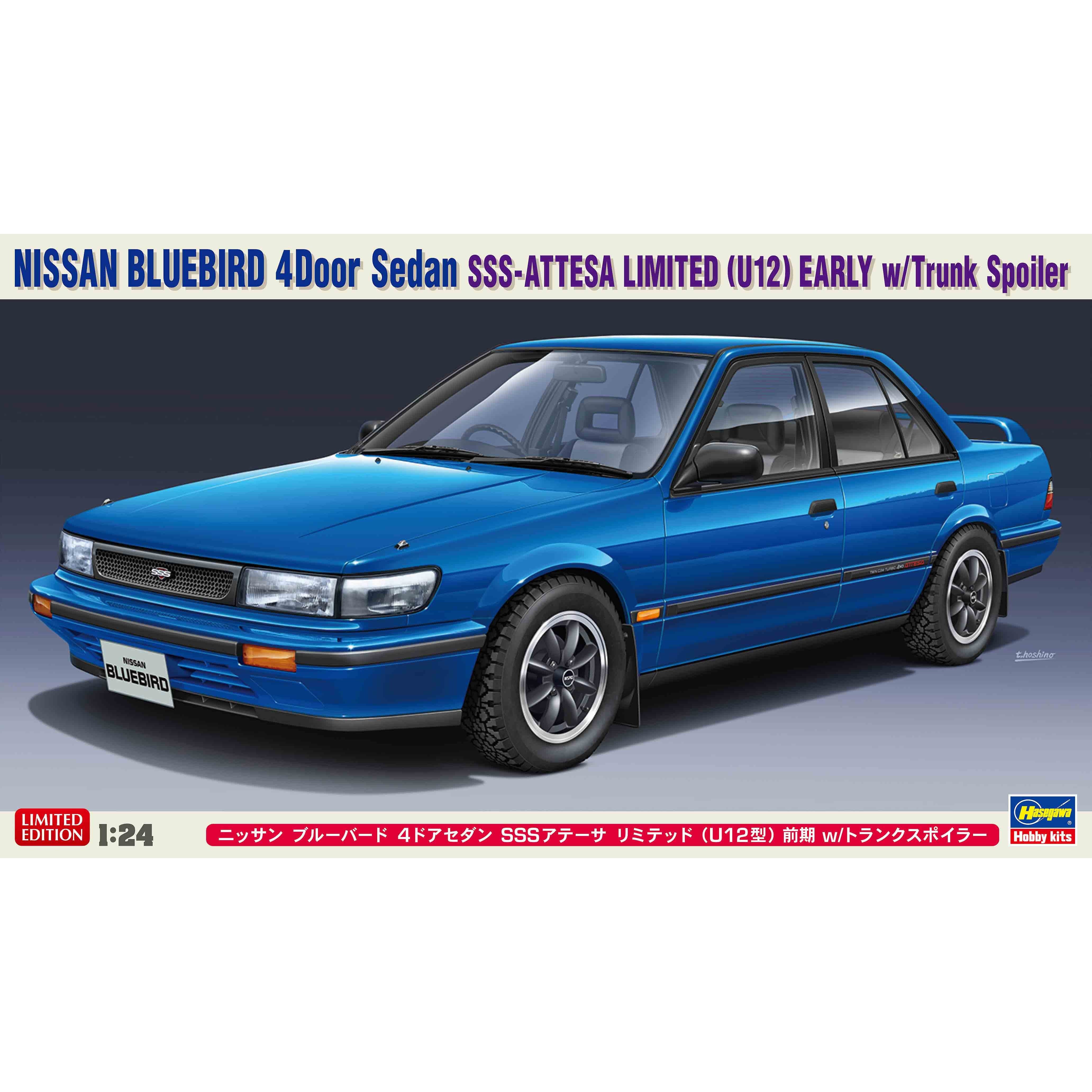Nissan Bluebird 4 Door Sedan SSS-Attesa Limited (U12) Early w/Trunk Spoiler 1/24 #20562 by Hasegawa