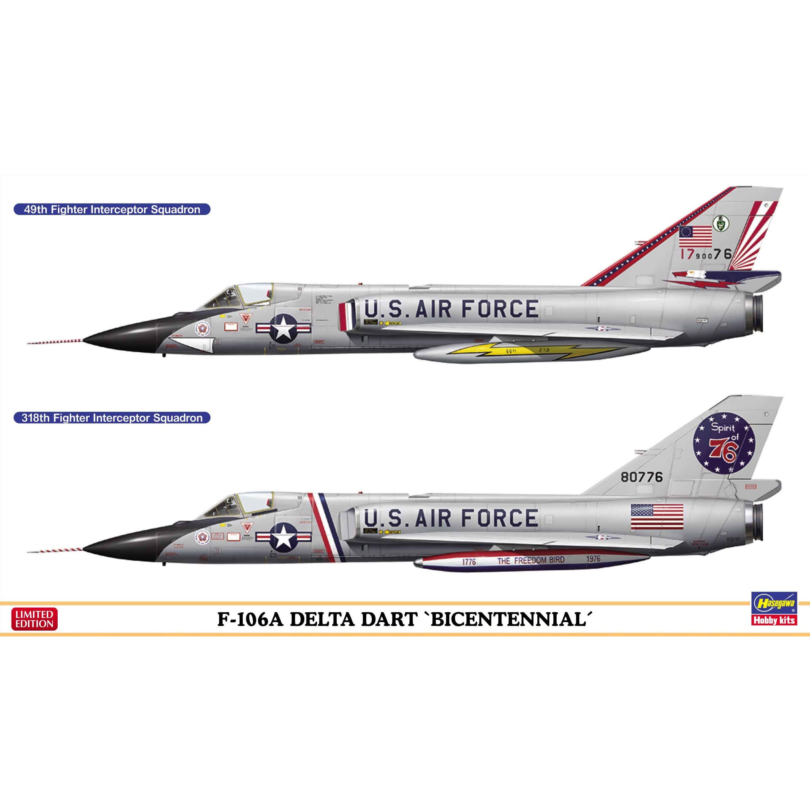 F-106A Delta Dart "Bicentennial" (Two Kits In The Box) 1/72 #02402 by Hasegawa