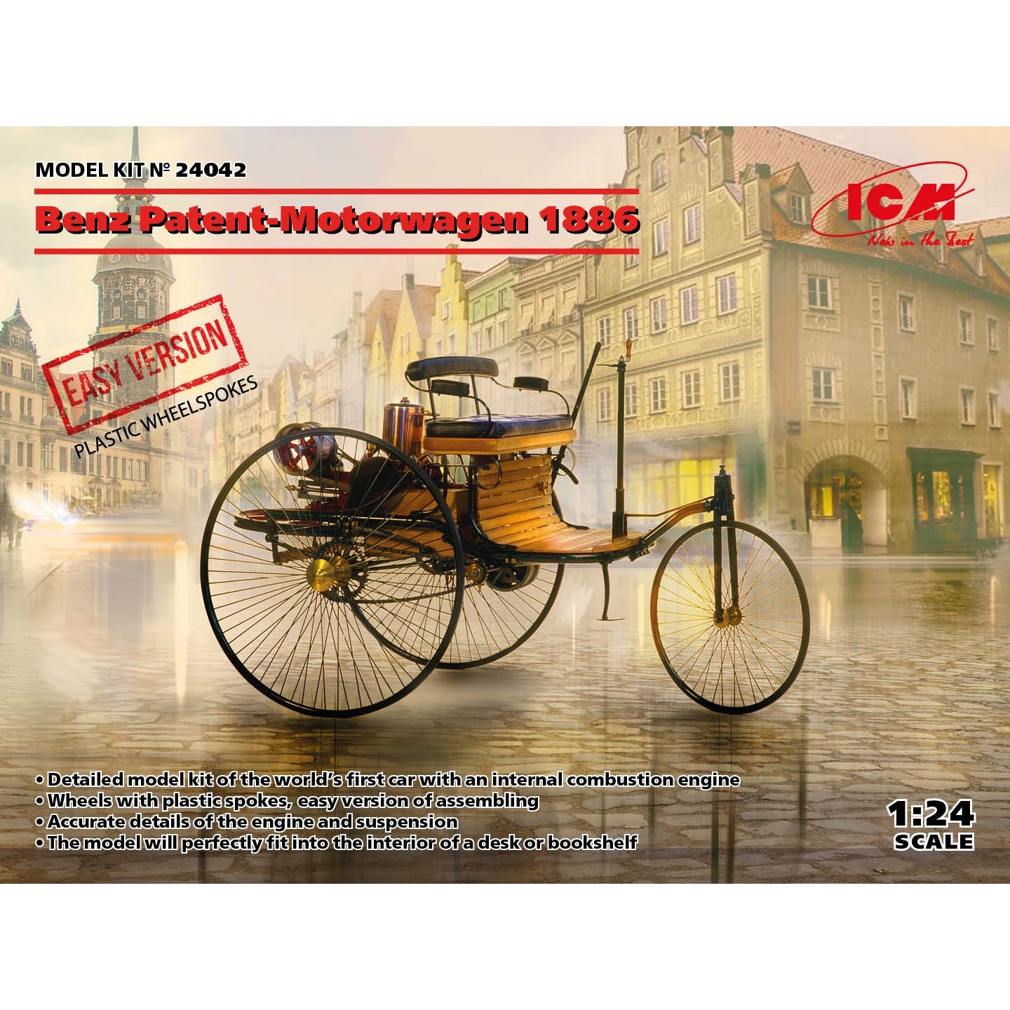 Benz Patent-Motorwagen 1886 (Early Version - Plastic Wheelspokes) 1/24 #24042 by ICM