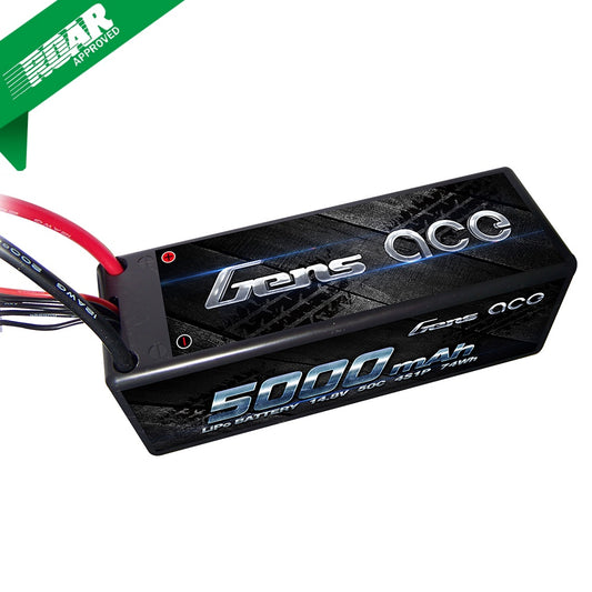 Gens Ace - 031 - 5000mAh 4S1P 14.8V 50C LiPo Deans Plug Hard Case 138x46x50mm