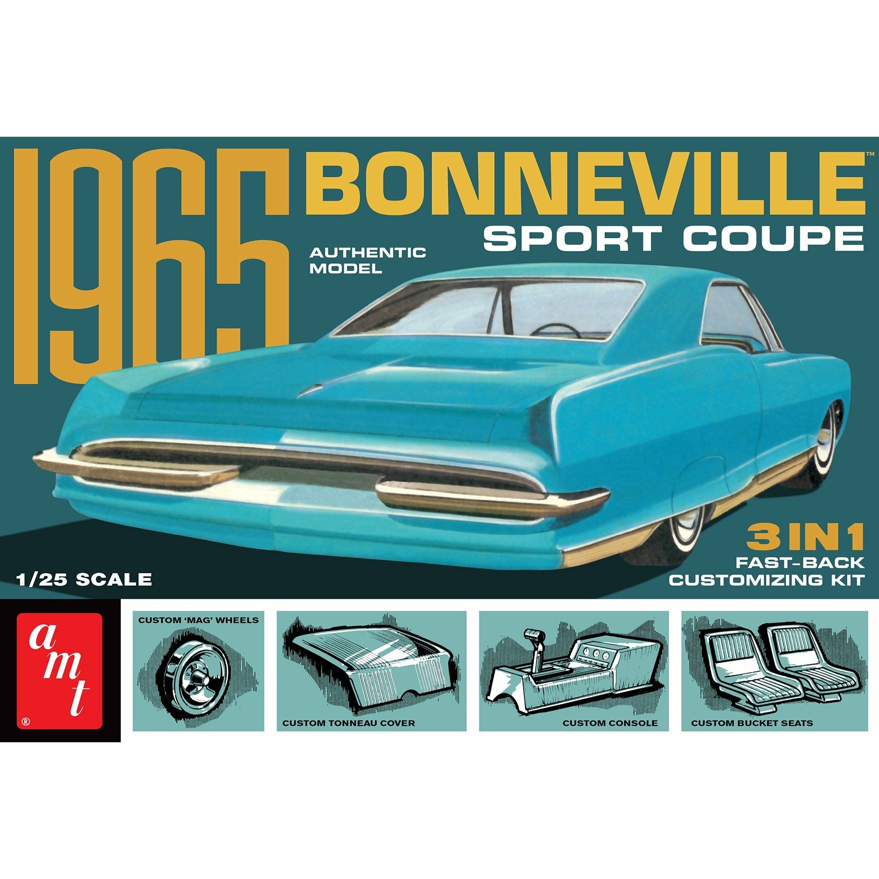 1965 Pontiac Bonneville Sport Coupe 1/25 Model Car Kit #1260 by AMT