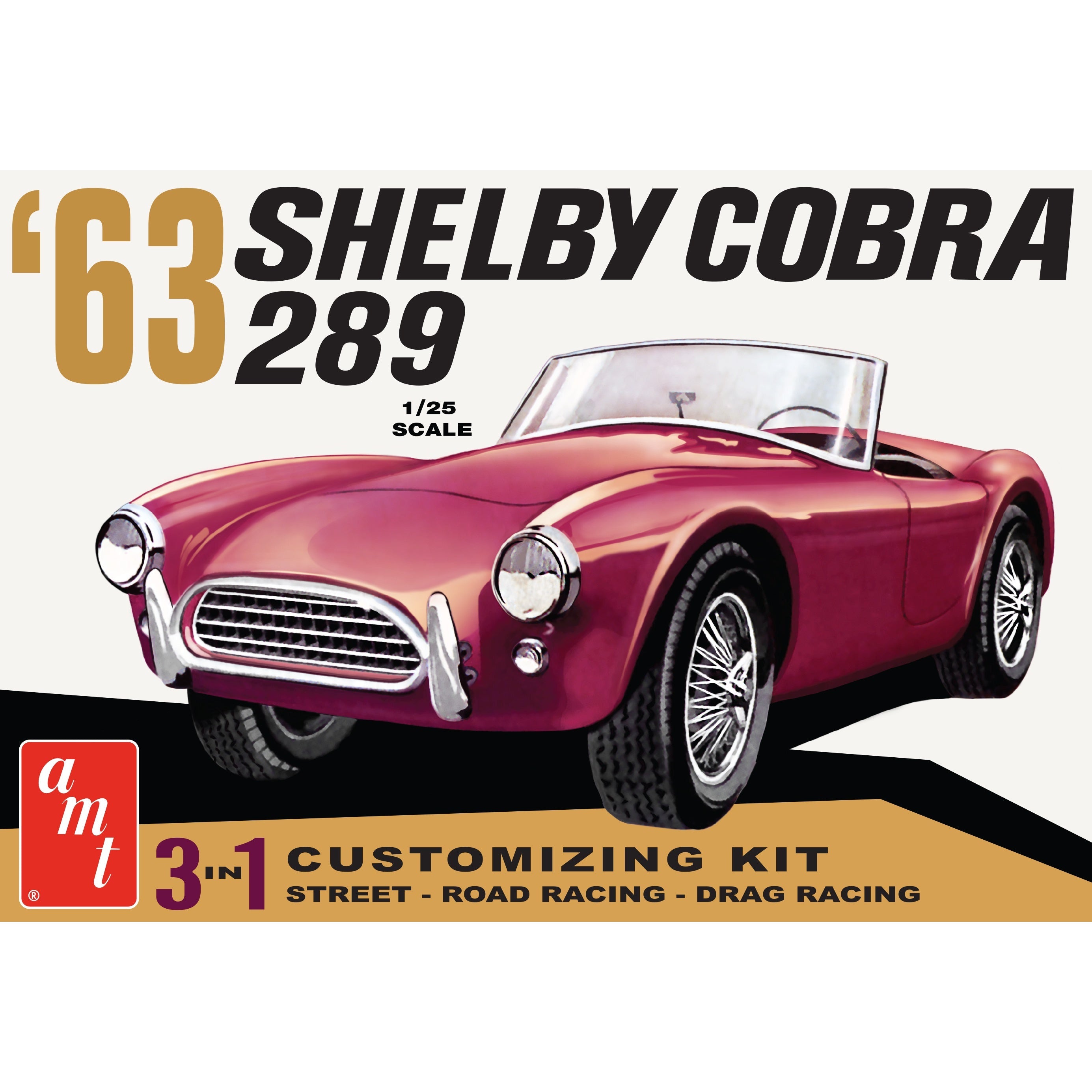 1963 Shelby Cobra 289 1/25 Model Car Kit #1319 by AMT