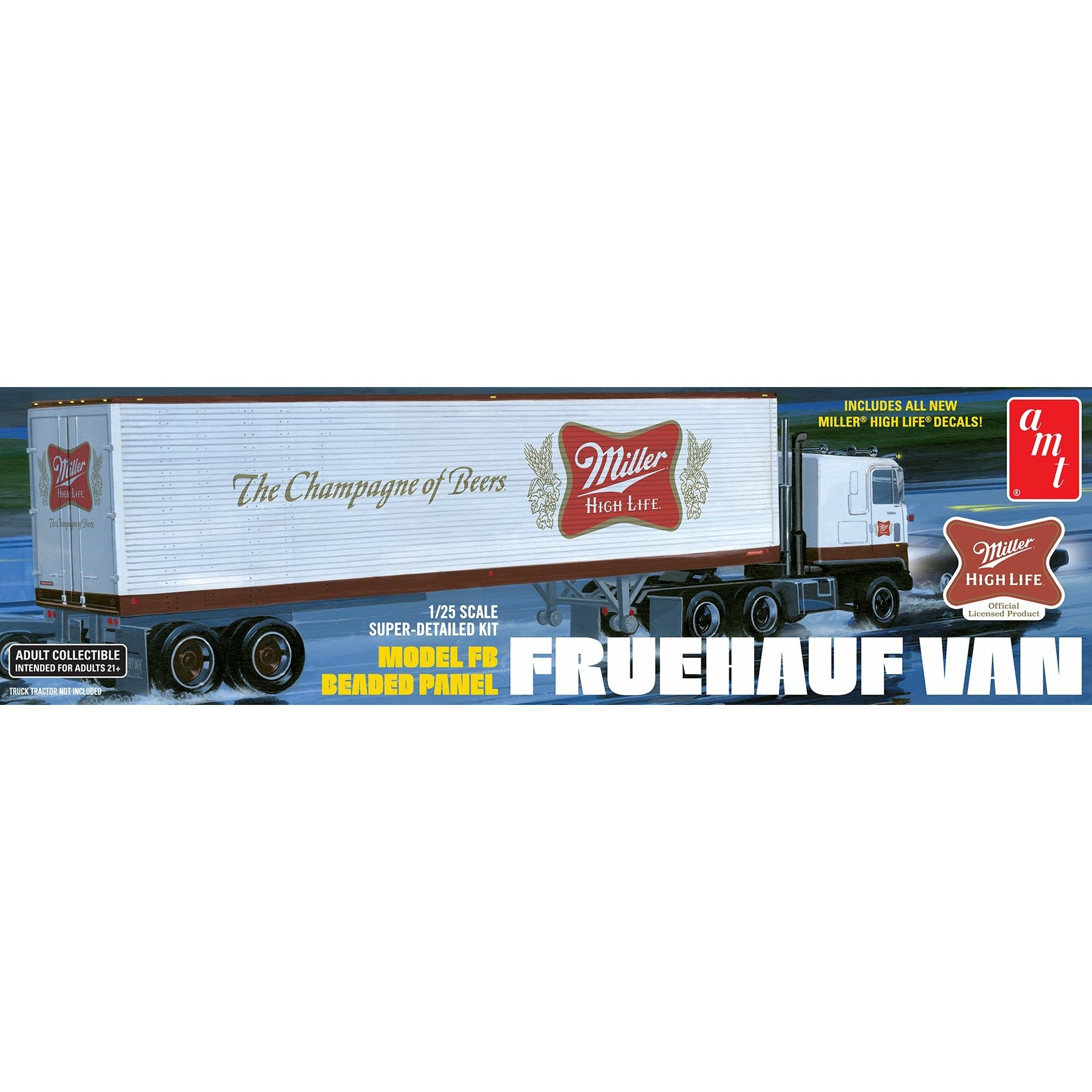 Fruehauf 40' Semi Trailer Miller Beer 1/25 Model Truck Kit #1234/06 by AMT