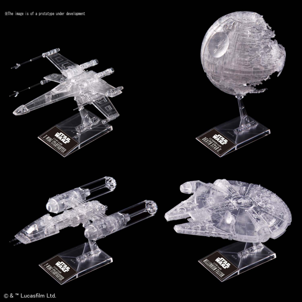 Millennium Falcon, X-Wing, Y-Wing and Deathstar II #5058212 Clear Vehicle Set Star Wars Vehicle Model Kit by Bandai