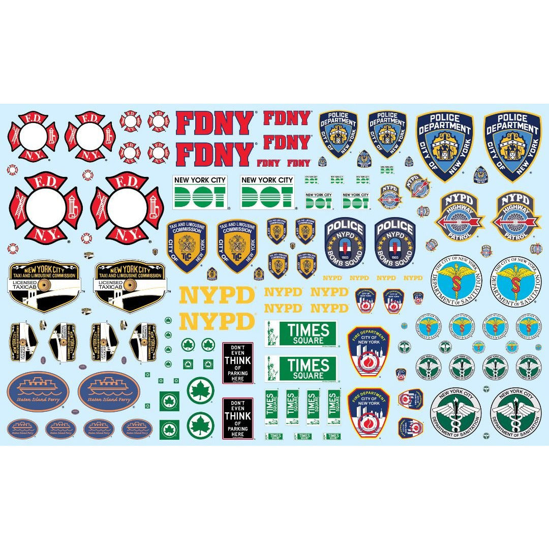 NYC Auxiliary Service Logos Decal Pack (Can be used on any 1/25 scale car or truck model)