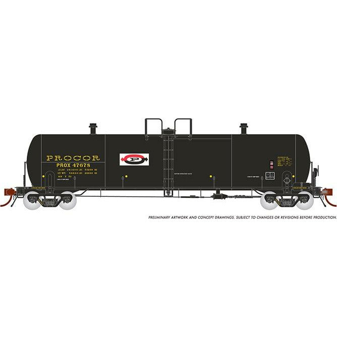 Procor 20K gal Tank Car: PROX As Delivered Split P Logo 6 Pack (HO) by Rapido