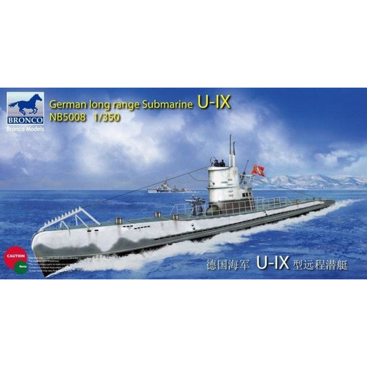 German Long Range Submarine Type U-IX A 1/350 Model Submarine Kit #5008 by Bronco