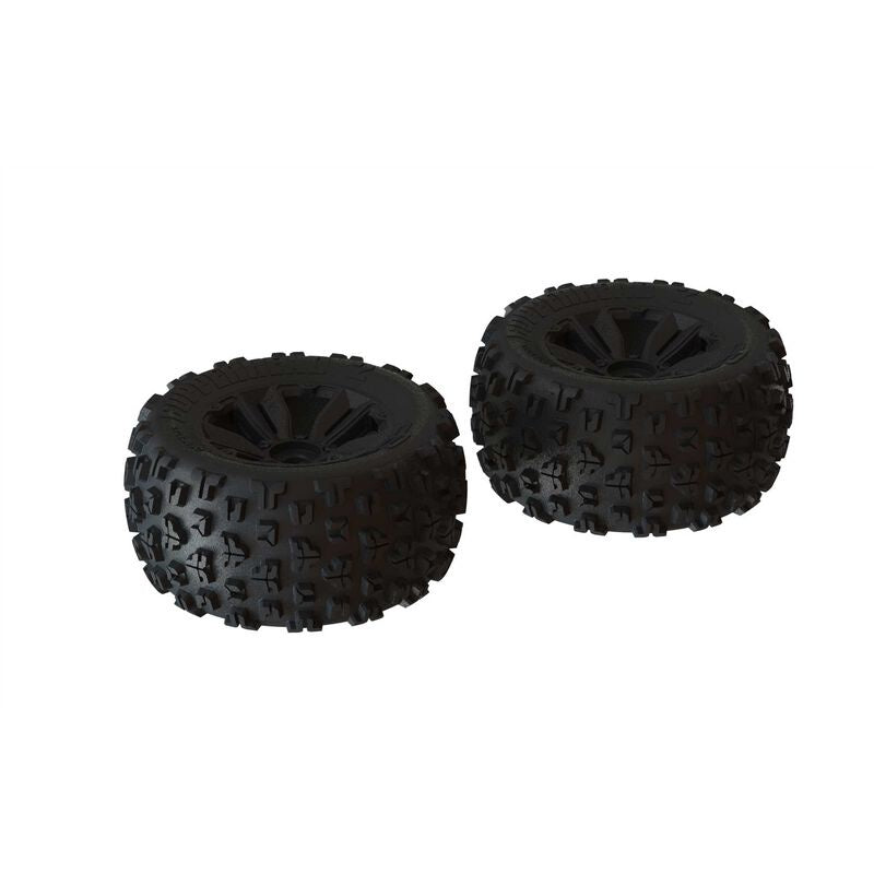 1/8 dBoots Copperhead2 MT Front/Rear 3.8 Pre-Mounted Tires, 17mm Hex, Black (2) ARA550059