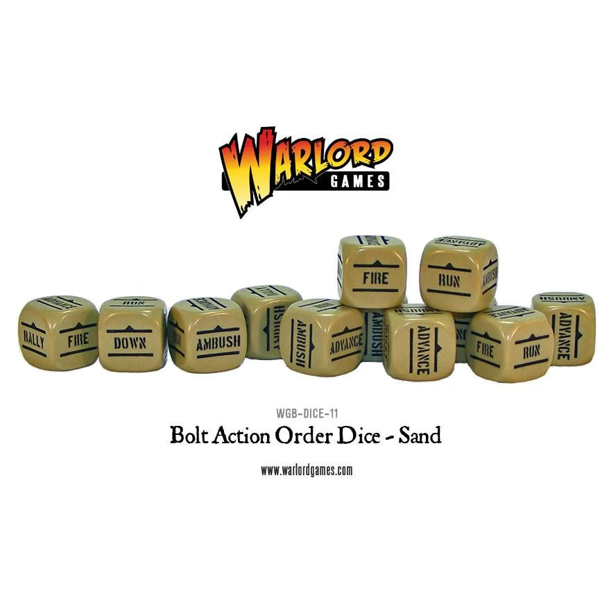Bolt Action Orders Dice - Sand (12) WLG-WGB-DICE-11 by Warlord Games