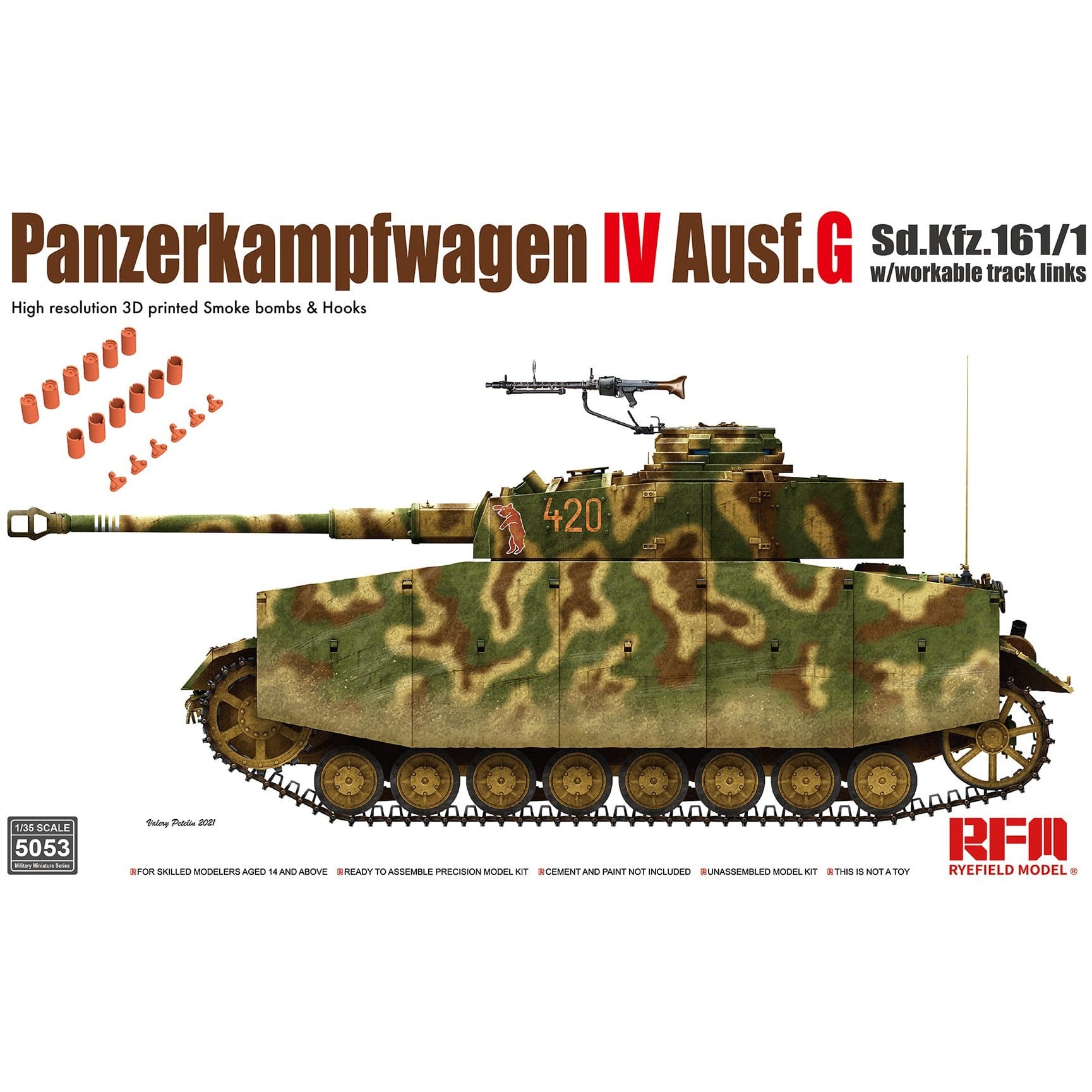 Panzerkampfwagen IV Ausf.J Sd.Kfz.161/1 w/ Workable Track Links 1/35 #5053 by Ryefield