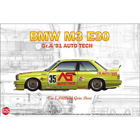 BMW M3 E30 Gr.A 91 AUTO TECH, Vehicle 1/24 Model Car Kit #PN24014 by Platz Nunu